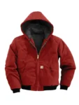 Mens-Red-Carhartt-Hooded-Jacket