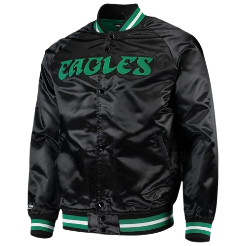 Mitchell & Ness Philadelphia Eagles Kelly Green Satin Throwback Jacket