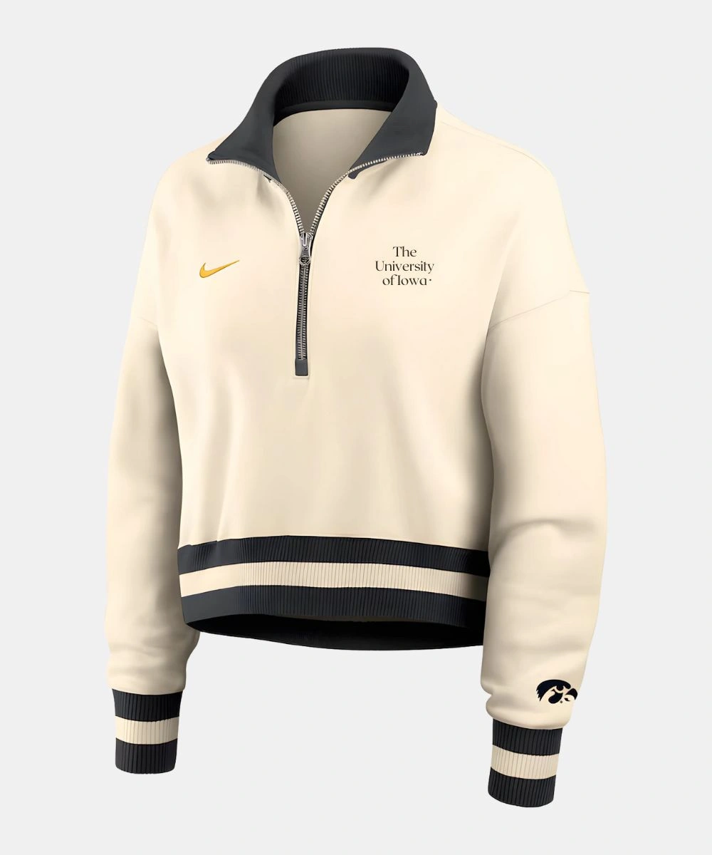 Nike Iowa Hawkeyes Legacy Club Half-Zip Tan Sweatshirt