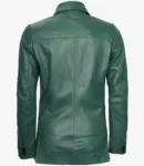 Womens-Button-Green-Leather-Blazer