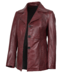 Womens-Three-Button-Burgundy-Leather-Blazer