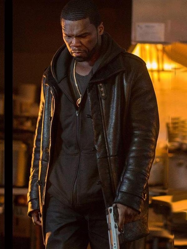 Power Season 5 50 Cent Shearling Black Leather Jacket for Men