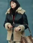 The-Gentlemen-Kaya-Scodelario-Black-Shearling-Leather-Jacket