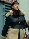 The-Gentlemen-Kaya-Scodelario-Black-Shearling-Leather-Jacket